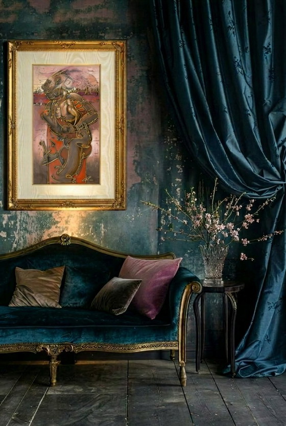 Image 1 of FABIO CUMAN (New Italian Figuration). "Warrior," 2011 - Oil on canvas, 80x40x4 cm