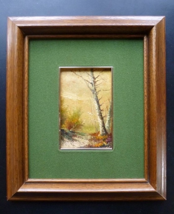 Image 1 of Olio su tavola: M. Ferran, "Paesaggio autunnale" (32 x 27)
