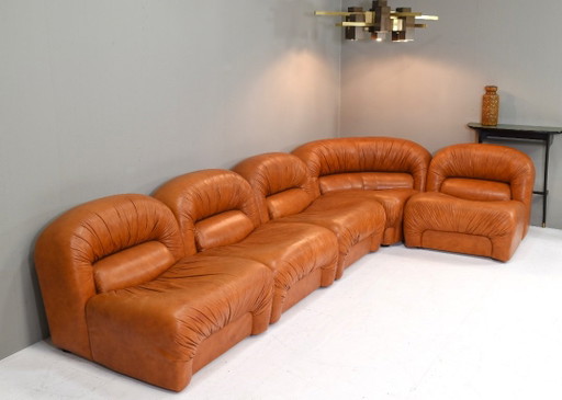 Canapé d'angle Rossi di Albizzate en cuir cognac, Italie – années 1970 – modulaire banken, Leather, Vintage (photo 2 of 18)