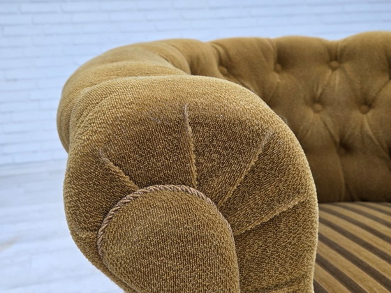 Image 1 of Dänischer Relaxsessel aus den 1950er Jahren, grüne Möbelwolle, Eschenholz.