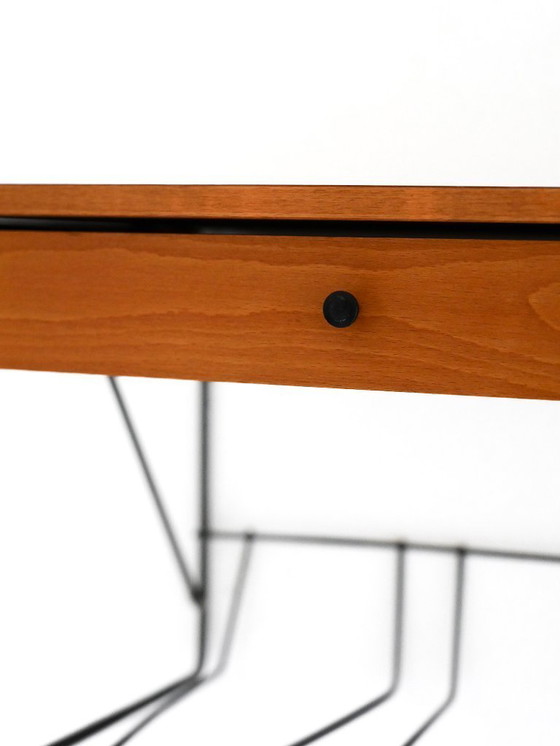 Image 1 of Table de chevet murale scandinave en teck et métal noir, années 1960