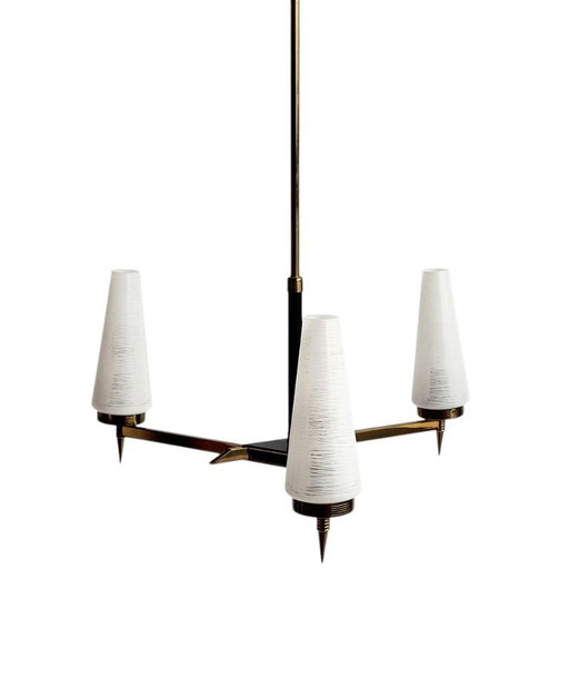 Brass and glass chandelier 1960s