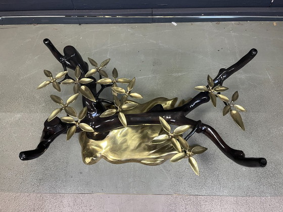 Image 1 of Tavolino da caffè vintage in ottone a forma di bonsai di Willy Daro, anni '70