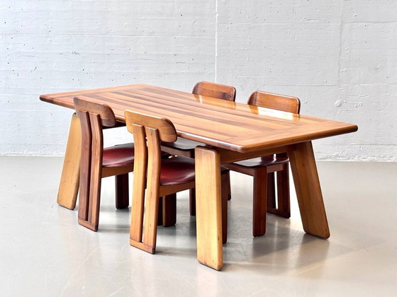 Image 1 of Sapporo dining set in walnut wood by Mario Marenco for Mobilgirgi, Italy, 1970s