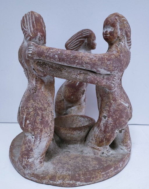 portacandele centrale in ceramica terracotta