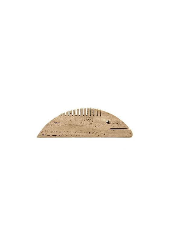 Image 1 of Brutalist travertine fish shaped desk organizer/ figure, Enzo Mari F.lli Mannelli, Italy, 1970s