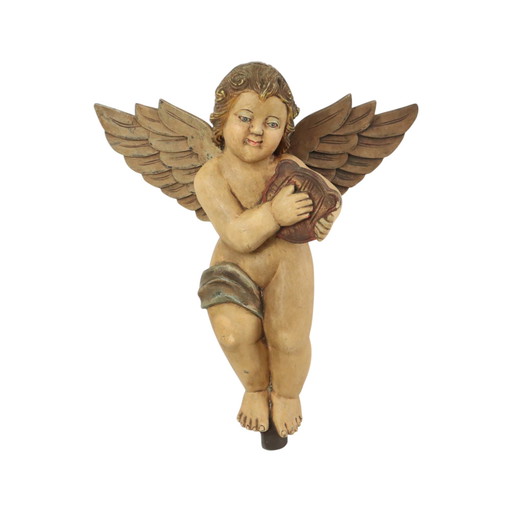 Statue d'ange chérubin en bois massif