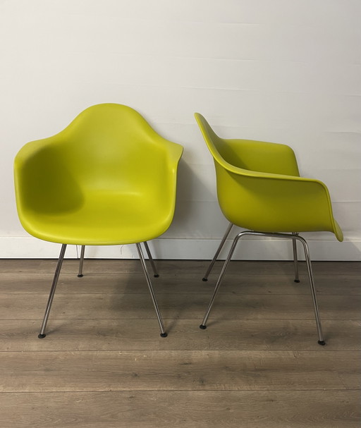 4x Vitra Dax Esszimmerstühle in Grün – eetkamerstoelen, Plastic, Metal, Modern