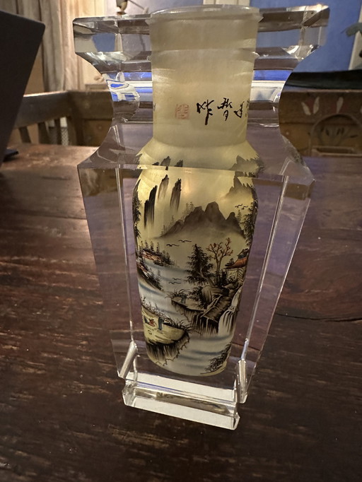 Vintage Chinese 'Double' Glass Vase