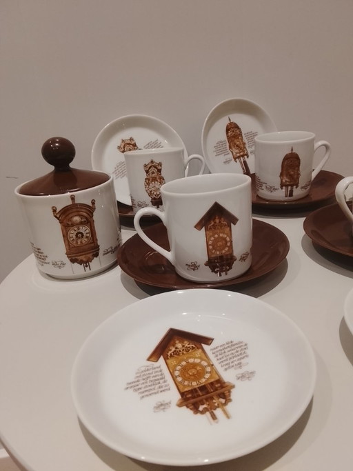 `Vintage Mitterteich Coffee Set - Clock Motif - - Bavarian Porcelain`