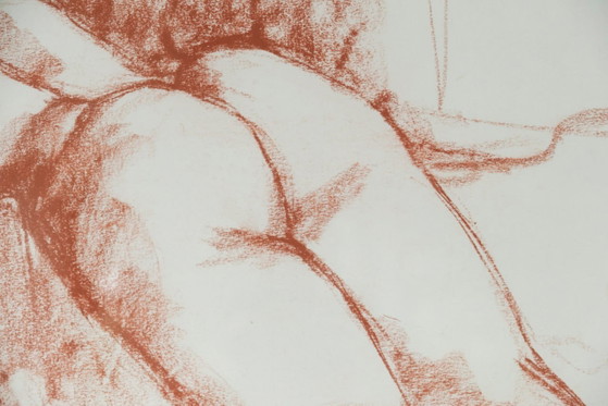 Image 1 of Anke Peddemors - – "Reclining Nude" – Original drawing (mixed media) with gallery label