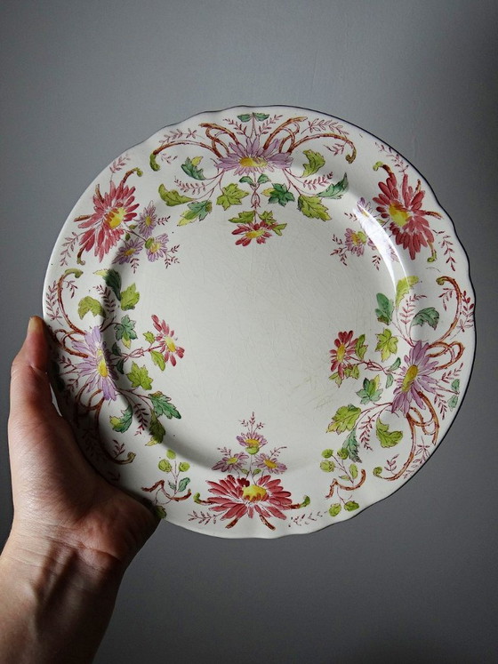 Image 1 of 4 antike Longchamp Daisy Dessertteller aus polychromem Steingut