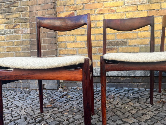 Image 1 of 4 sedie Vesterlund in stile Mid-Century Modern danese di Lübke / Erik Buch - palissandro e tessuto