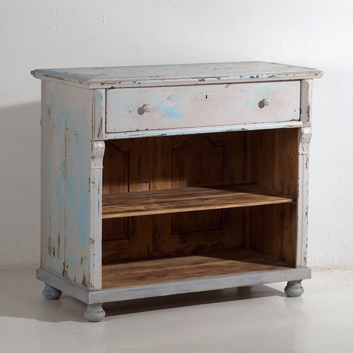 Antico bancone da negozio con patina blu (c.1940) #81
