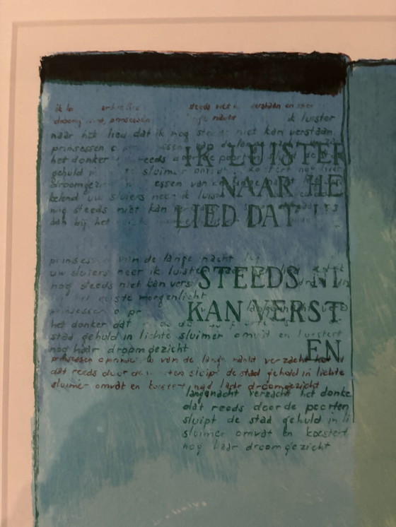 Image 1 of Sérigraphie « J'écoute la chanson » de Magda Luttikhuizen