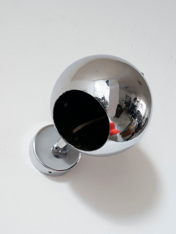 Image 1 of Aplique de pared cromado Eyeball, diseño italiano, años sesenta