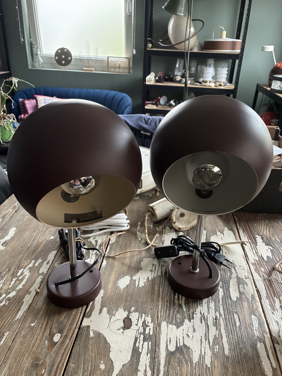 Set of Vintage Hoffmeister Eyeball Table Lamps – Metal, Chrome (photo 3 of 9)