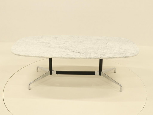 Eames Segmented Ovale Eettafel in Wit Marmer en Roestvrij Staal