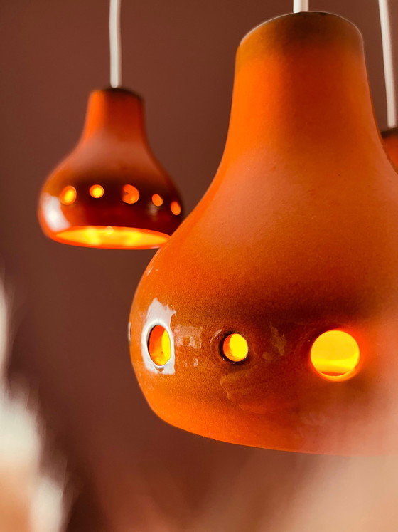 Image 1 of Uniek! Oranje Keramieken Cascade Hanglamp