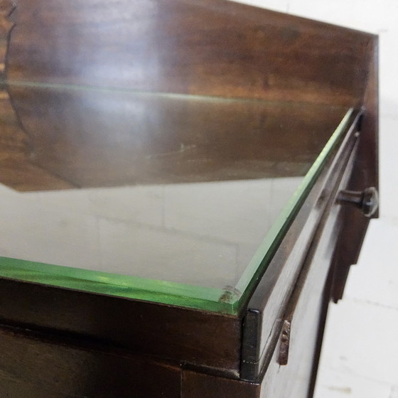 Image 1 of Antieke Art Deco Amsterdamse School Dressoir (coromandel en kersenhout) theekastje / vitrinekastje 