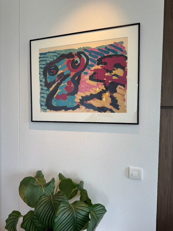Karel Appel - Snake (Recién Enmarcado) – Arte, Glass, Paper (photo 5 of 5)