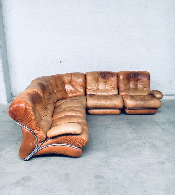 Image 1 of Midcentury Modern Italian Design 'COROLLA' Leather Sectional Sofa by I.P.E. Italy 1970's