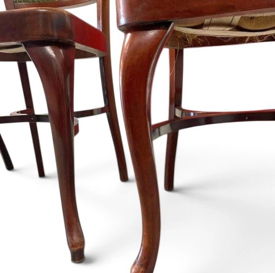 6 x Chaises de salle à manger Thonet classiques / revêtement velours / années 60 / (photo 11 of 12)