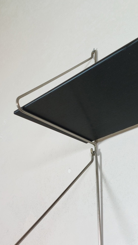 Image 1 of Vintage Mid Century Glass Shelf Wall Shelf Loop Shelf 1970s