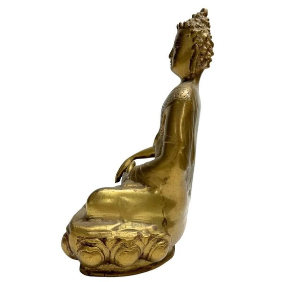 Vintage Bronze Shakyamuni Buddha Statue - 24.5 cm - Hand-engraved - 1970s – Sculpture (photo 7 of 10)