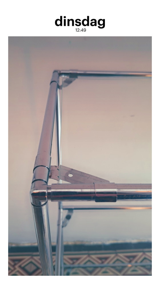 Abstracta Kast, Jaren Zestig Design, Poul Cadovius – Vitrinekasten, Chrome, Glass (photo 10 of 15)