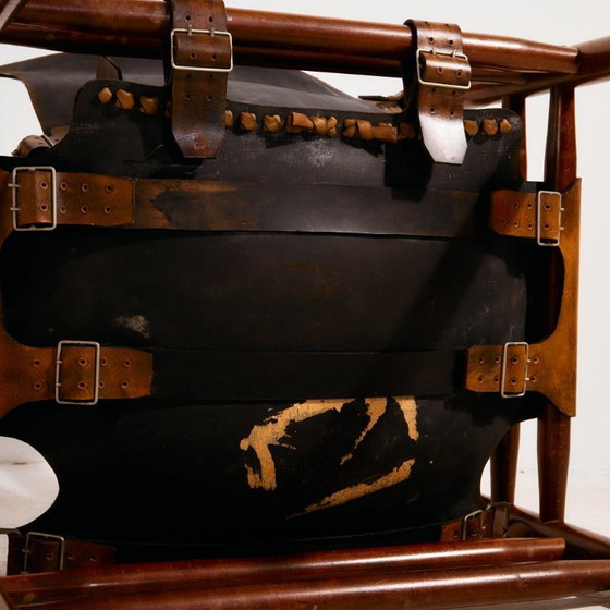 Image 1 of Poltrona e pouf in pelle di vitello ungherese, set da 2