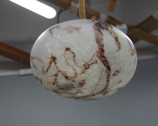 Art Nouveau Glazen Hanglamp, Tsjechoslowakije, jaren 20