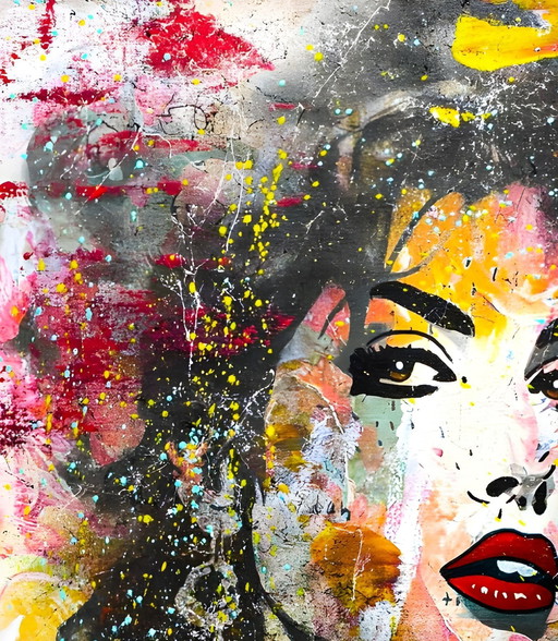 Lithographie encadrée d'Artiste - GONGAS - Vandal Amy Winehouse