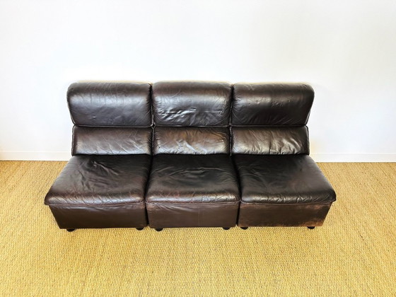 Image 1 of Canapé Modulaire et fauteuil vintage en Cuir, Allemagne, 1970, Set de 4