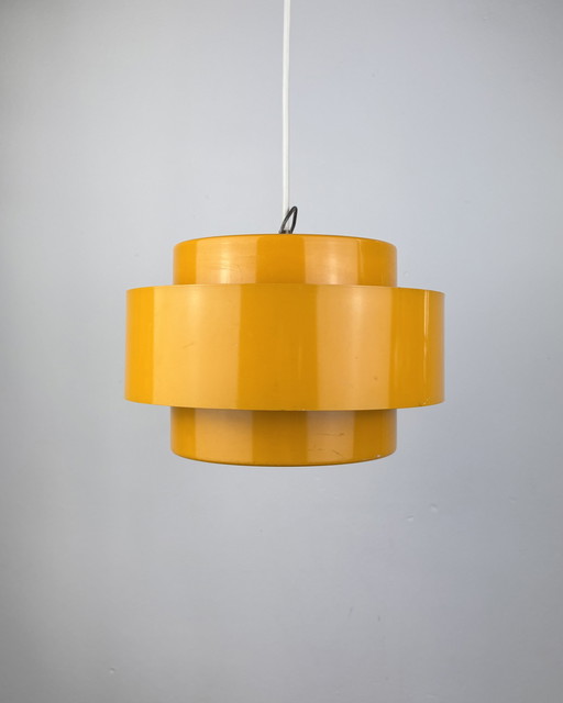 Space Age Ceiling Lamp, Fog & Mørup, 1960s Yellow, Denmark, Minimalistic Design, Retro-Futuristic Lamp, Sputnik Design Jo Hammer