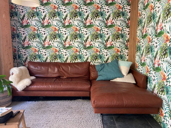 Bellissimo divano angolare in pelle color cognac Montis Axel, Divani angolari, Metallo, Marrone (foto 2 di 5)