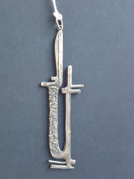 Image 1 of Jewelry: sculptural abstract pendant, silver, 1960s