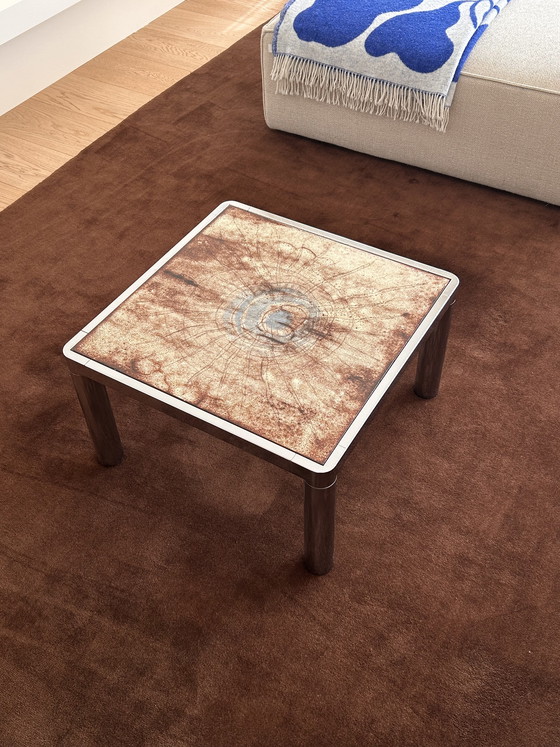 Image 1 of Vintage design coffee table, ceramic top & chrome frame, Brutalist 1960s