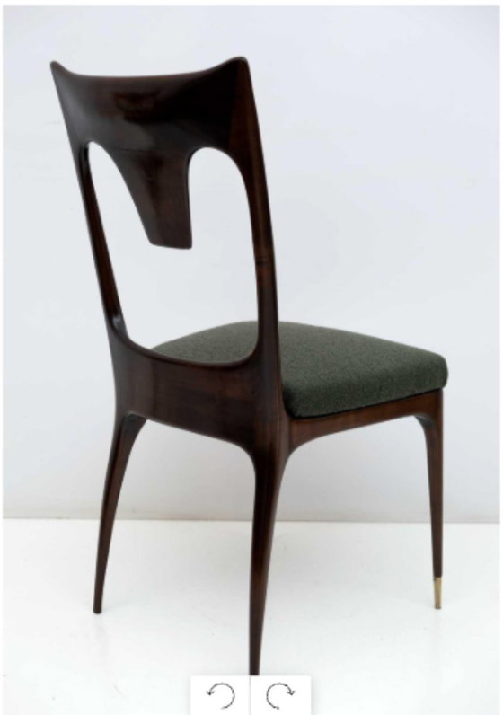 Image 1 of Ico & Luisa Parisi MidCentury Modern Italian Walnut and Bouclè Dining Chairs 50s