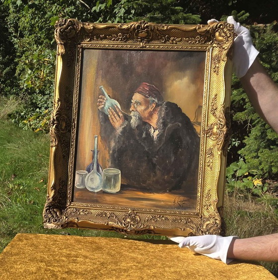 Dipinto a olio vintage di alchimista di metà secolo – Dipinti e disegni, Tela (photo 2 of 16)