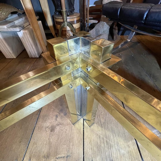 Tavolino vintage in vetro fumé, ottone e metallo cromato, anni '70 – Libri d'arte, Brass, Design (photo 6 of 17)