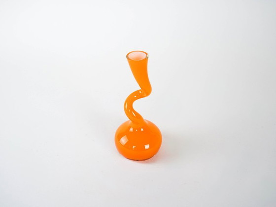 Image 1 of Orange vase, Swing Vase, Danish design, manufactured by Normann Copenhagen, designed by Britta Bonnesen