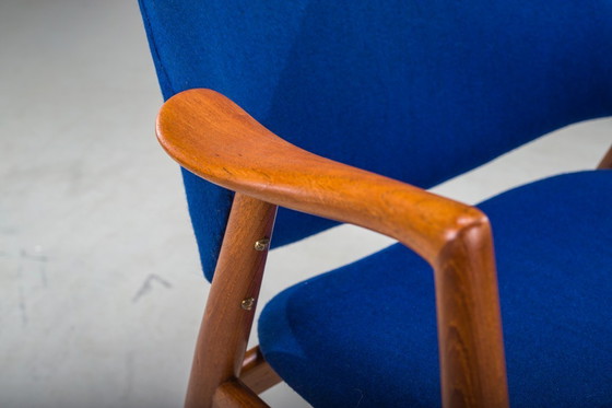 Image 1 of Fauteuil in blauw en teak van Alf Svensson voor Dux, 1960