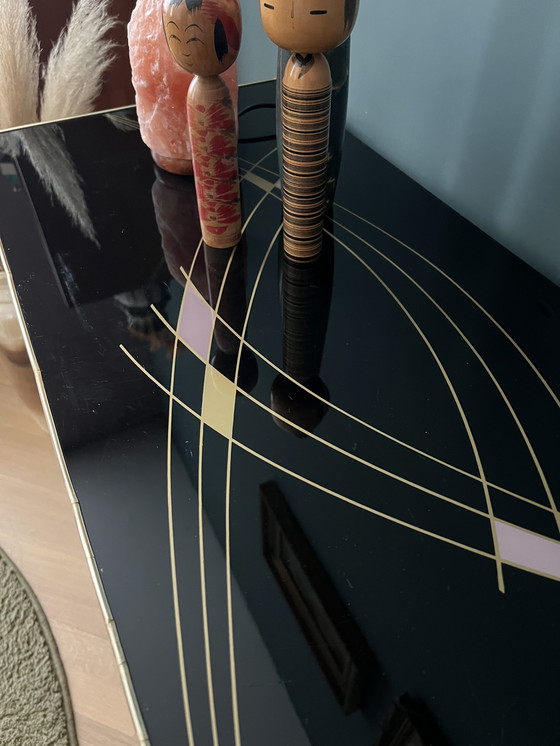 Image 1 of Buffet style rockabilly des années 1950 avec plateau en verre