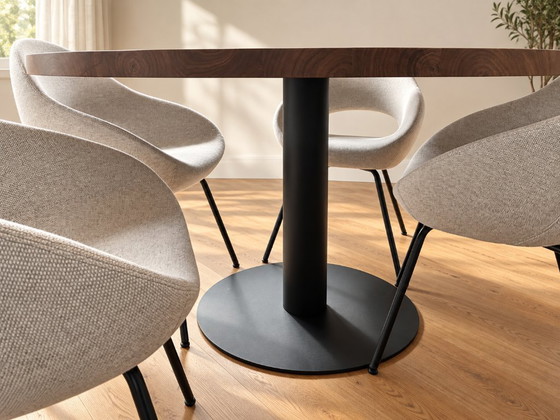 Table Du Sud Round Dining Table 150 Ø - Walnut Wood – Metal (photo 3 of 5)