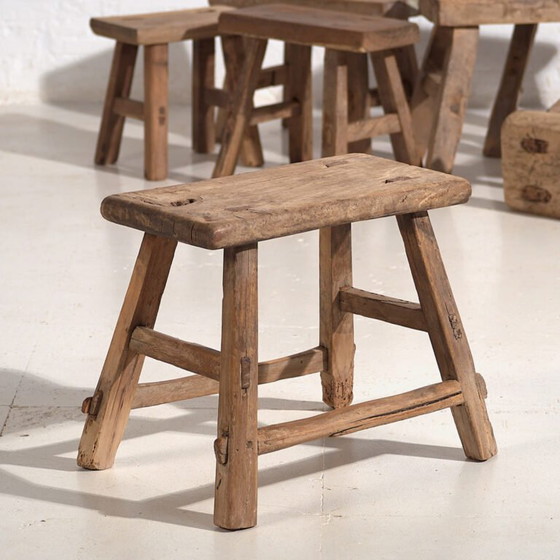 Taburete antiguo de 25 cm de altura en color madera natural (c.1900) – Wood, Rustic (photo 7 of 14)