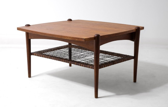 Table basse vintage en teck avec cannage, années 1960 – Louis van Teeffelen, Tables basses, Bois (photo 10 of 15)