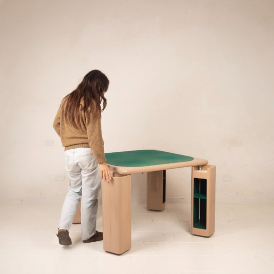 Pierluigi Molinari Lacquered Wood and Green Felt Game Table for Pozzi 1970, Dining tables, Beige (photo 18 of 21)
