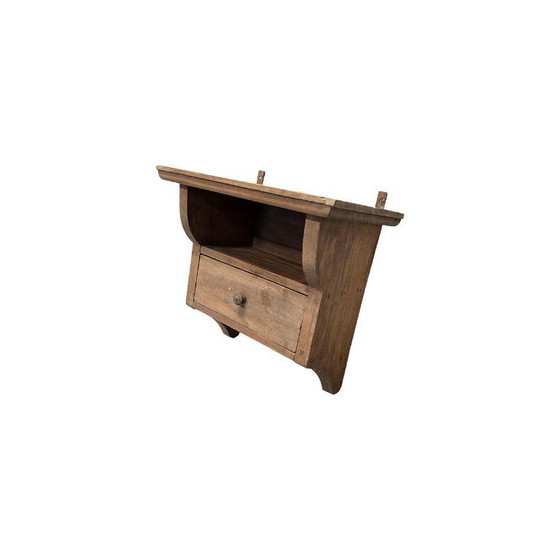 Image 1 of Vintage French wooden wall cabinet with drawer, 2nd half of the 20th century