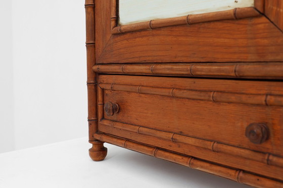 Image 1 of Mobile speziale in finto bambù con specchio e cassetto, Francia, 1900